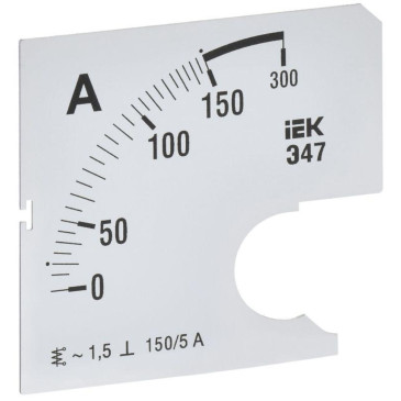 Шкала сменная IEK 150/5А-1.5 для амперметра Э47, размер - 72х72 мм