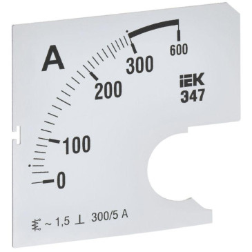 Шкала сменная IEK 300/5А-1.5 для амперметра Э47, размер - 72х72 мм
