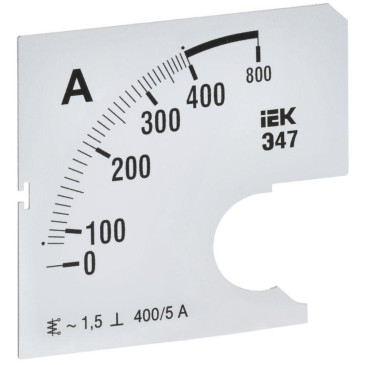 Шкала сменная IEK 400/5А-1.5 для амперметра Э47, размер - 72х72 мм