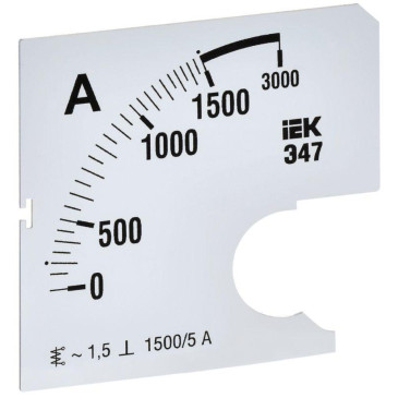 Шкала сменная IEK 1500/5А-1.5 для амперметра Э47, размер - 72х72 мм