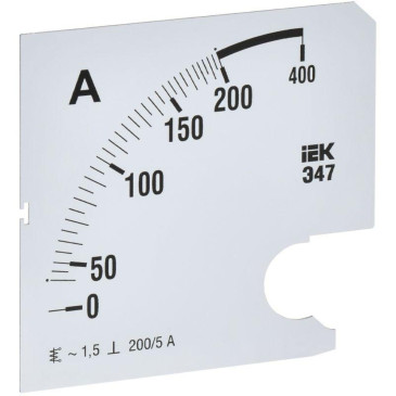 Шкала сменная IEK 200/5А-1.5 для амперметра Э47, размер - 96х96 мм