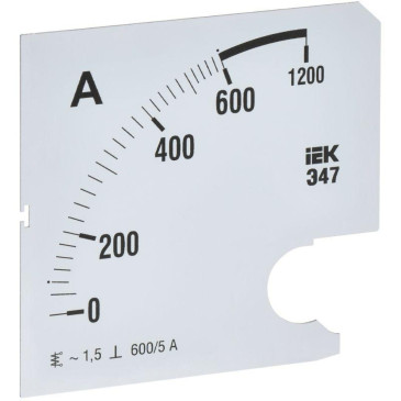 Шкала сменная IEK 600/5А-1.5 для амперметра Э47, размер - 96х96 мм