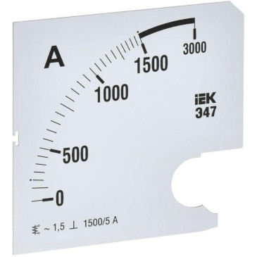 Шкала сменная IEK 1500/5А-1.5 для амперметра Э47, размер - 96х96 мм