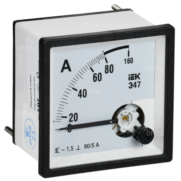 Амперметр IEK Э47 40/5А, класс точности 1.5, диапазон измерений - 0-40А, размер - 72х72мм IPA10-6-0040-E