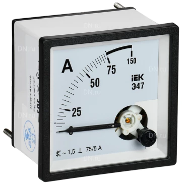 Амперметр IEK Э47 75/5А, класс точности 1.5, диапазон измерений - 0-75А, размер - 72х72мм IPA10-6-0075-E