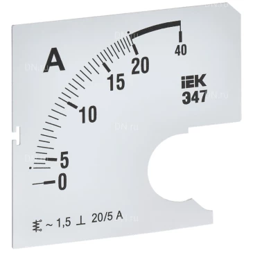 Шкала сменная IEK 20/5А-1.5 для амперметра Э47, размер - 72х72мм IPA10D-SC-0020