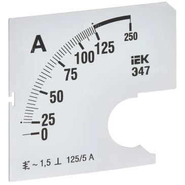 Шкала сменная IEK 125/5А-1.5 для амперметра Э47, размер - 72х72мм IPA10D-SC-0125