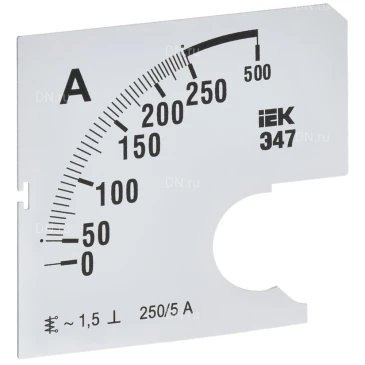 Шкала сменная IEK 250/5А-1.5 для амперметра Э47, размер - 72х72мм IPA10D-SC-0250