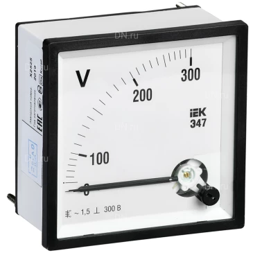 Вольтметр IEK Э47 300В, класс точности 1.5, диапазон измерений - 0-300В, размер - 96х96мм IPV20-6-0300-E