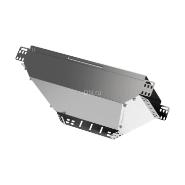 Ответвитель Т-образный вертикальный вниз боковой IEK ESCA OVNB 50x150мм для кабельного лотка, корпус - сталь, цвет - светло-серый CLM50D-OVNB-050-150