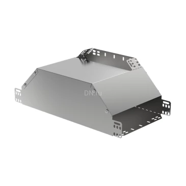 Ответвитель Т-образный вертикальный вверх боковой IEK ESCA OVVB 50x100мм для кабельного лотка, корпус - сталь, цвет - светло-серый CLM50D-OVVB-050-100