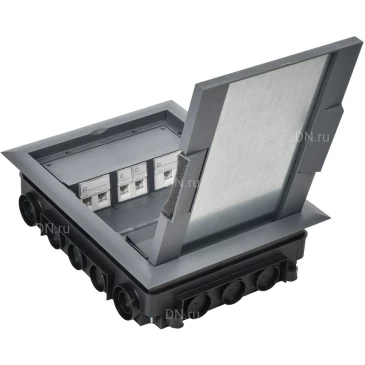 Лючок напольный IEK PRIMER ONFLOOR на 12 модулей, материал - пластик, IP30 KNL-57-12-7012