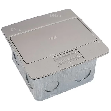 Лючок напольный IEK PRIMER на 3 модуля с откидной крышкой неукомплектованный, IP42, материал - нержавеющая сталь PM-LN21-03-O-42-K46