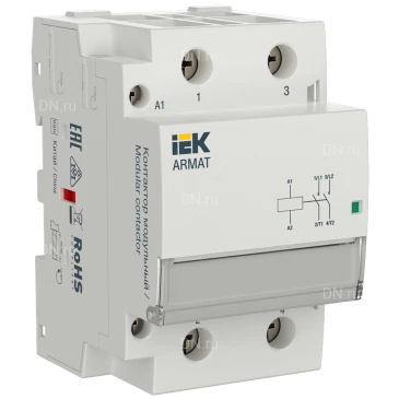 Контактор модульный IEK KMR номинальный ток - 100А 2НО, катушка управления - 230В AC AR-KMR10-100-20-230