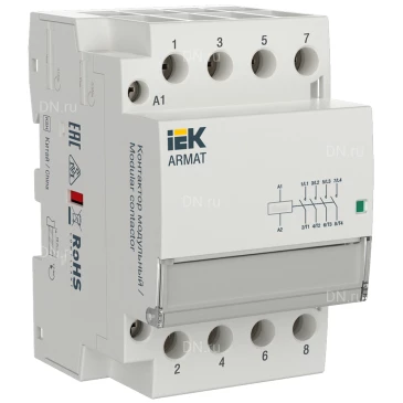 Контактор модульный IEK KMR номинальный ток - 40А 4НО, катушка управления - 230В AC AR-KMR10-040-40-230