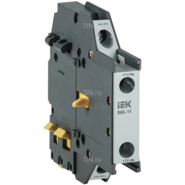 Контакт боковой дополнительный IEK ПКБ-11 1NO 1 NC, номинальный ток - 6А, номинальное напряжение - 660В KPK21-11