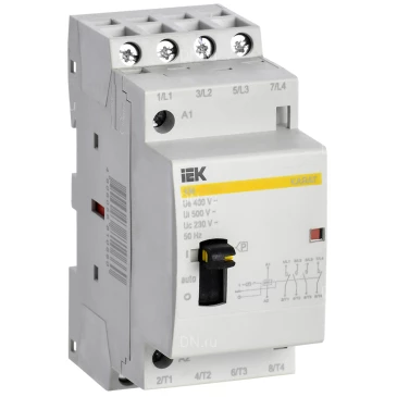 Контактор модульный IEK KARAT КМ25-22МР с ручным управлением, рабочий ток 25А, катушка управления 230В, 2НО+2НЗ MKK12-25-22