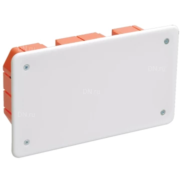 Коробка распаячная IEK КМ41006 для твердых стен безгалогенная (HF) с саморезами и крышкой, 172х96x45мм, материал - пластик, IP20, упаковка - 70шт. UKT11-172-096-045