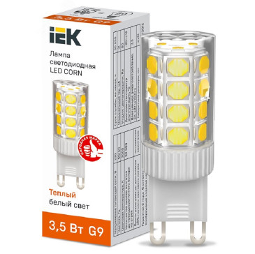 Лампа светодиодная IEK CORN 7 Вт, 230 В, цоколь - G9, световой поток - 665 Лм, цветовая температура - 3000 К, цвет свечения - теплый, форма - капсульная