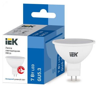 Лампа светодиодная IEK LLE-MR16 9 Вт, цоколь - GU5,3, световой поток - 810 Лм,  цветовая температура - 6500 К,  цвет свечения - холодный,  форма - рефлекторная