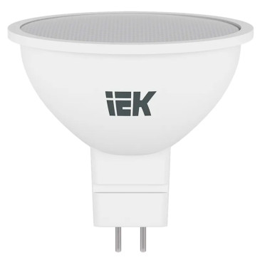 Лампа светодиодная IEK LLE-MR16-GU5 50 мм мощность - 7 Вт, цоколь - GU5.3, световой поток - 630 лм, цветовая температура - 4000 K, нейтральный белый свет, форма - софит