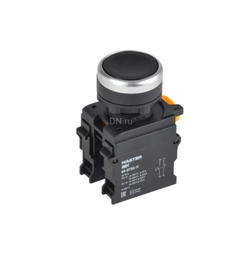 Кнопка IEK MASTER MI-BT60-11T-3-21-K02 Ду22 1NO+1NC с фиксацией, тип кнопки - плоская, черная, степень защиты IP65