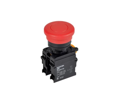 Кнопка IEK MASTER MI-BG60-11ZS-3-23-K04 Ду22 1NO+1NC поворотная с фиксацией, тип кнопки - грибовидная, красная, степень защиты IP54