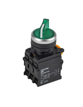 Переключатель IEK MASTER MI-SW60-20XD-4-14-3-K06 10А, с подсветкой, зеленый, 3-позиционный, 2 полюса, степень защиты IP65