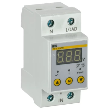 Реле контроля напряжения IEK РН-д однофазное 36мм, 50А, электронный дисплей, IP20 IVR21-1-50