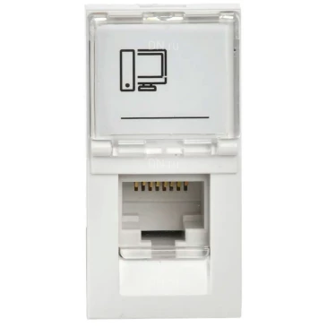 Розетка IEK Праймер компьютерная 1-модульная, разъем RJ45 8(4), кат.6, РКИ-10-00-П-6, цвет - белый PR-KK40D-RI-0-1-C06U-K01
