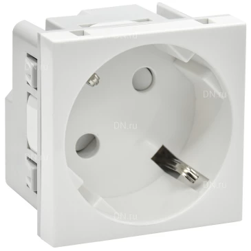 Розетка IEK Праймер 45° 2-местная для скрытой установки РКС-20-30-П-45, с заземлением, со шторками, цвет - белый PR-KK40D-RSZH-2-2-45-K01