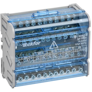 Кросс-модуль IEK TEKFOR ШНК 4х11 3L+PEN, номинальный ток - 125А, материал корпуса - пластик, материал шины - латунь, количество шин - 4шт, количество контактов - 44шт, TF-DN10-4-11-125