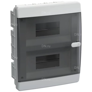 Корпус встраиваемый IEK UNION Compact ЩРВ-П-18 103х236х290мм черная пр. дверь пластиковый, модулей - 18, рядов - 2, IP41, цвет - белый UIC-KP12-V-18-41-K01