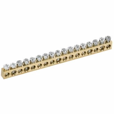 Шина нулевая IEK TEKFOR 6х9мм 17 отверстий, назначение - L-фаза, материал - латунь, TF-KP00D-SN-17