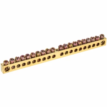 Шина IEK PEN земля-ноль 8х12мм 20/1 крепление по центру, количество соединений - 20, материал - латунь, YNN20-20-100