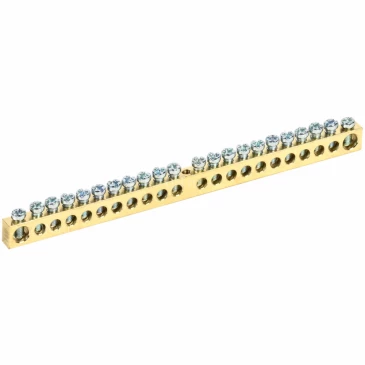 Шина IEK PEN земля-ноль 8х12мм 22/1 крепление по центру, количество соединений - 22, материал - латунь, YNN20-22-100