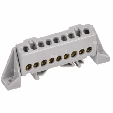 Шина IEK TEKFOR L фаза 6х9-9-Ср, исполнение - в комбинированном DIN-изоляторе Стойка, количество соединений - 9, материал - латунь, цвет - серый, TF-NN10-09-DP-K03