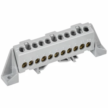 Шина IEK TEKFOR L фаза 6х9-11-Ср, исполнение - в комбинированном DIN-изоляторе Стойка, количество соединений - 11, материал - латунь, цвет - серый, TF-NN10-11-DP-K03