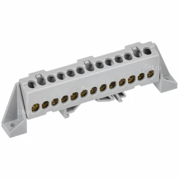 Шина IEK TEKFOR L фаза 6х9-13-Ср, исполнение - в комбинированном DIN-изоляторе Стойка, количество соединений - 13, материал - латунь, цвет - серый, TF-NN10-13-DP-K03