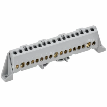 Шина IEK TEKFOR L фаза 8х12-17-Ср, исполнение - в комбинированном DIN-изоляторе Стойка, количество соединений - 17, материал - латунь, цвет - серый, TF-NN20-17-DP-K03