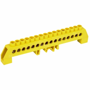 Шина IEK PE земля ШНИ-8х12-16-КС-Ж исполнение изолятора - комбинированный DIN-изолятор Стойка, количество соединений - 16, материал - латунь, цвет - желтый, YNN10-812-16DP-K05