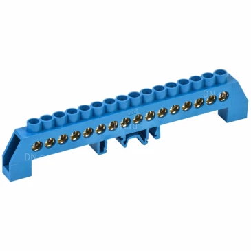 Шина IEK N ноль ШНИ-8х12-16-КС-С исполнение изолятора - комбинированный DIN-изолятор Стойка, количество соединений - 16, материал - латунь, цвет - синий, YNN10-812-16DP-K07