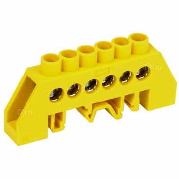 Шина IEK PE земля ШНИ-8х12-6-КС-Ж исполнение изолятора - комбинированный DIN-изолятор Стойка, количество соединений - 6, материал - латунь, цвет - желтый, YNN10-812-6DP-K05