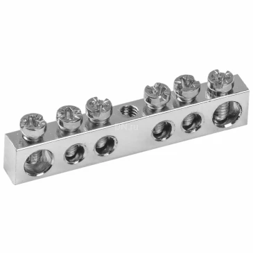 Шина IEK PEN земля-ноль 6х9мм 6/1 Ni крепление по центру, количество соединений - 6, материал - латунь никелированная, YNN10-06-100-N