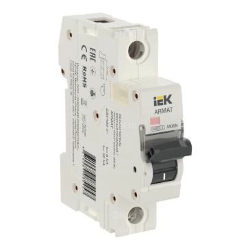 Автоматический выключатель модульный однополюсный IEK ARMAT M06N 1P (B) 50А 6кА, сила тока 50А, тип расцепителя B, отключающая способность 6кА AR-M06N-1-B050