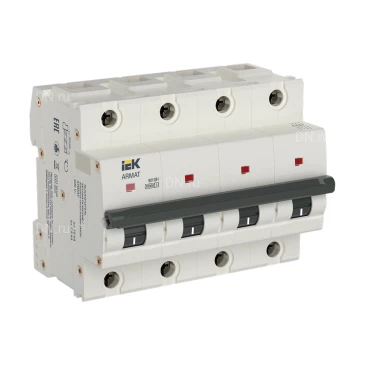 Автоматический выключатель модульный четырехполюсный IEK ARMAT M10H 4P (C) 80А 10кА, сила тока 80А, тип расцепителя C, отключающая способность 10кА AR-M10H-4-C080