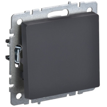 Выключатель одноклавишный IEK Brite ВС10-1-6-БрГ проходной скрытой установки, номинальный ток - 10 А, степень защиты IP20, цвет - графит