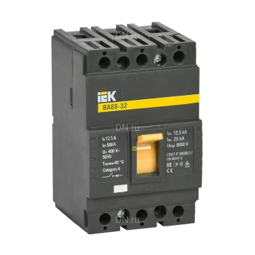 Автоматический выключатель в литом корпусе трехполюсный IEK ARMAT BA 88-32 125А 25кА сила тока 125А, отключающая способность 25кА SVA11-3-0125-02