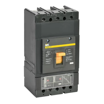 Автоматический выключатель в литом корпусе трехполюсный IEK ARMAT BA 88-37 400А 35кА сила тока 400А, отключающая способность 35кА, с электронным расцепителем МР211 SVA41-3-0400