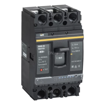 Автоматический выключатель в литом корпусе трехполюсный IEK MASTER BA 88-39 400А 35кА сила тока 400А, отключающая способность 35кА, с электронным расцепителем SVA71-3-0400-02
